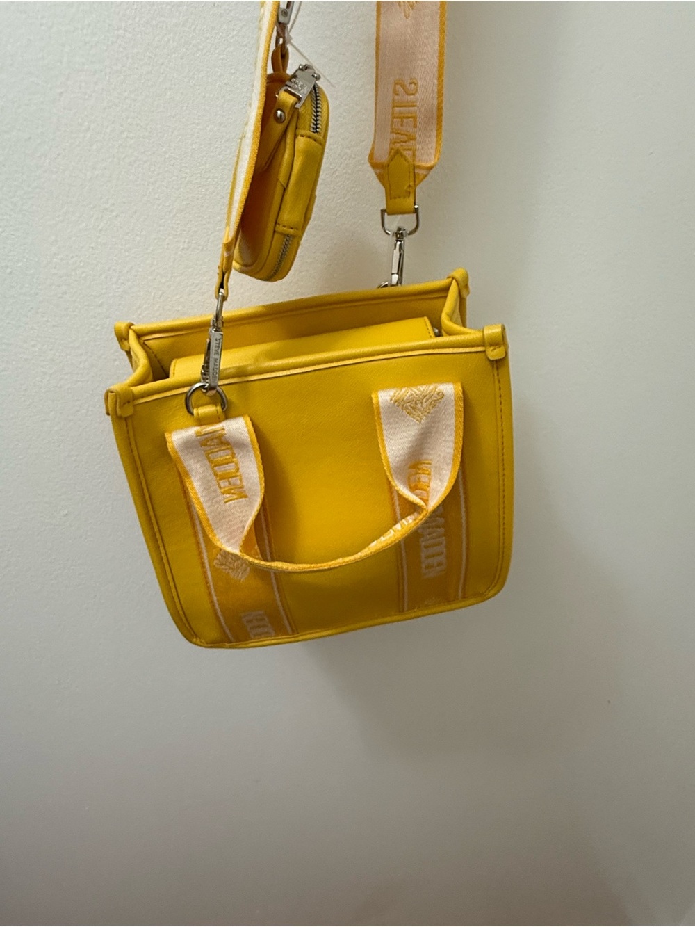 Steve Madden NWT Bwebberp Mini Crossbody Tote Bag with Coin Pouch - Mustard Yell - Picture 9 of 13